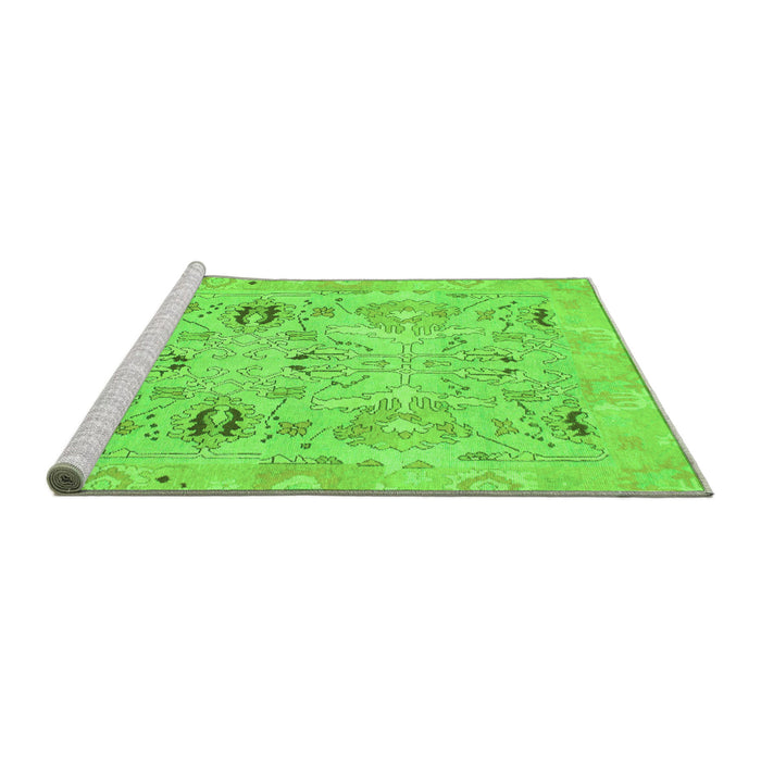 Sideview of Machine Washable Oriental Green Traditional Area Rugs, wshabs1202grn