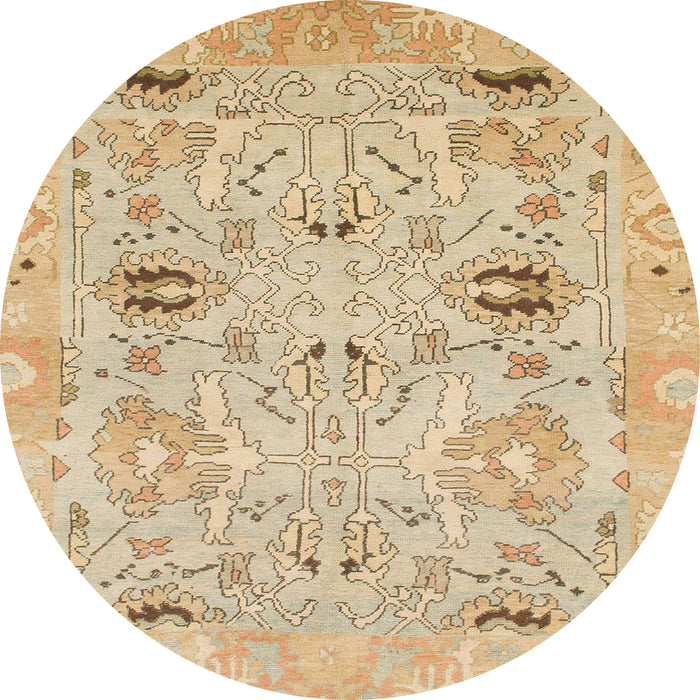 Round Machine Washable Abstract Gold Rug, wshabs1202