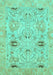 Machine Washable Oriental Turquoise Traditional Area Rugs, wshabs1202turq