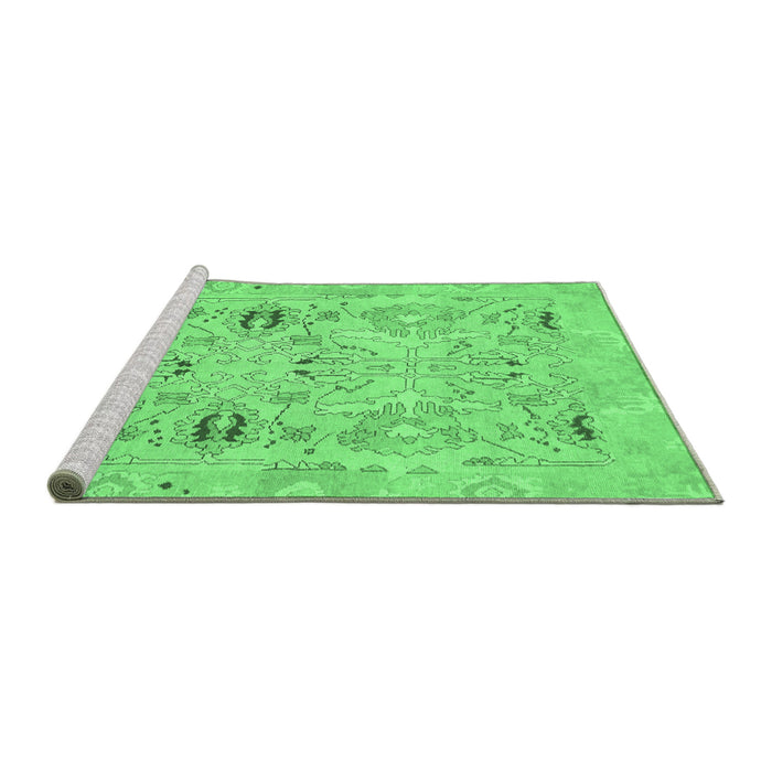 Sideview of Machine Washable Oriental Emerald Green Traditional Area Rugs, wshabs1202emgrn