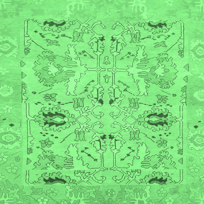 Square Machine Washable Oriental Emerald Green Traditional Area Rugs, wshabs1202emgrn