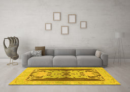 Machine Washable Abstract Yellow Modern Rug in a Living Room, wshabs1203yw