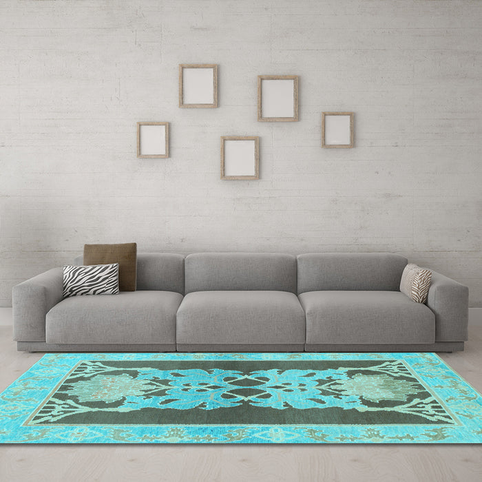 Machine Washable Abstract Light Blue Modern Rug in a Living Room, wshabs1203lblu