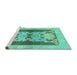 Sideview of Machine Washable Abstract Turquoise Modern Area Rugs, wshabs1203turq