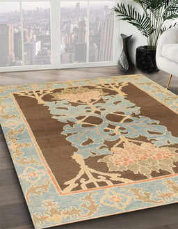 Abstract Light Brown Modern Rug in Family Room, abs1203