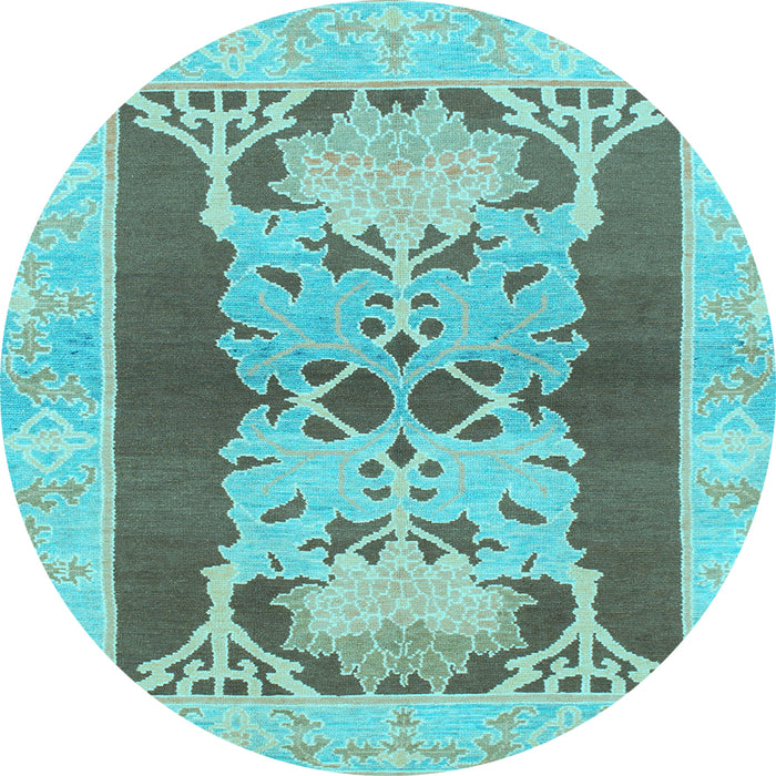 Round Machine Washable Abstract Light Blue Modern Rug, wshabs1203lblu