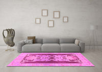 Machine Washable Abstract Pink Modern Rug, wshabs1203pnk