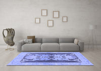 Machine Washable Abstract Blue Modern Rug, wshabs1203blu