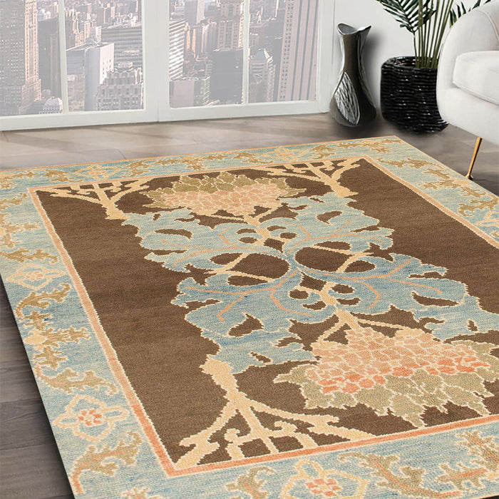 Abstract Light Brown Modern Rug in Family Room, abs1203