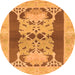 Round Machine Washable Abstract Orange Modern Area Rugs, wshabs1203org