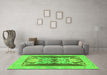 Machine Washable Abstract Green Modern Area Rugs in a Living Room,, wshabs1203grn