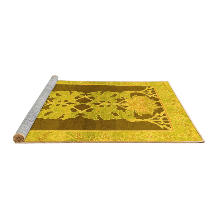Sideview of Machine Washable Abstract Yellow Modern Rug, wshabs1203yw