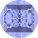 Round Abstract Blue Modern Rug, abs1203blu