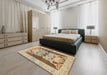 Abstract Light Brown Modern Rug in a Bedroom, abs1203