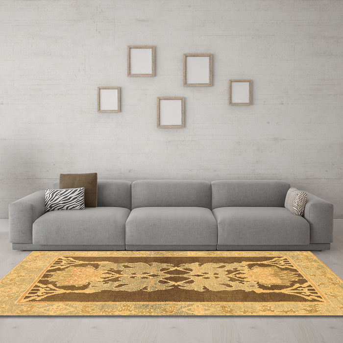 Machine Washable Abstract Brown Modern Rug in a Living Room,, wshabs1203brn