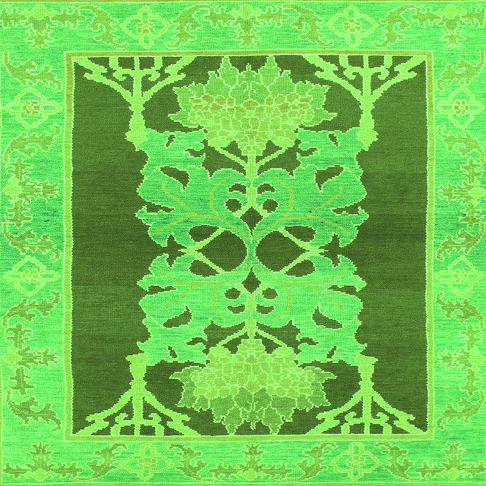 Square Machine Washable Abstract Green Modern Area Rugs, wshabs1203grn