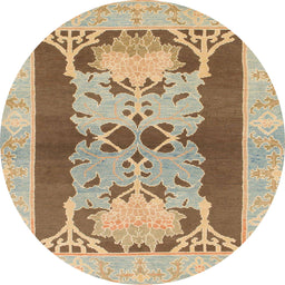 Round Machine Washable Abstract Light Brown Rug, wshabs1203
