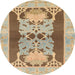 Round Machine Washable Abstract Light Brown Rug, wshabs1203