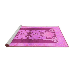 Sideview of Machine Washable Abstract Pink Modern Rug, wshabs1203pnk