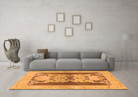 Machine Washable Abstract Orange Modern Rug, wshabs1203org