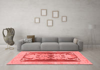 Machine Washable Abstract Red Modern Rug, wshabs1203red