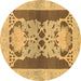 Round Abstract Brown Modern Rug, abs1203brn