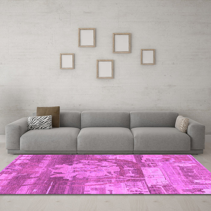 Machine Washable Abstract Purple Modern Area Rugs in a Living Room, wshabs1204pur