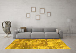 Machine Washable Abstract Yellow Modern Rug in a Living Room, wshabs1204yw