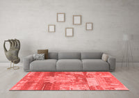Machine Washable Abstract Red Modern Rug, wshabs1204red
