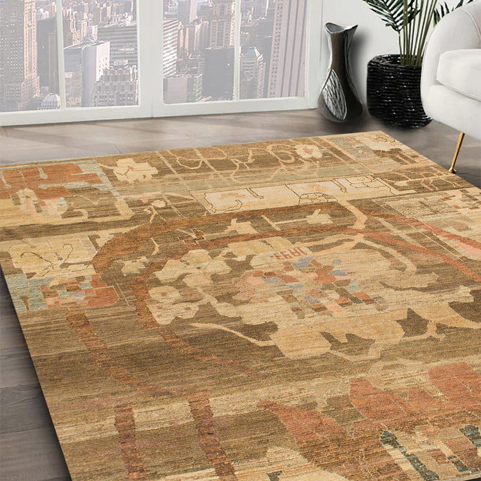 Abstract Orange Modern Rug in Family Room, abs1204