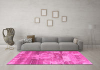 Machine Washable Abstract Pink Modern Rug, wshabs1204pnk