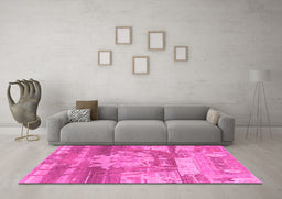 Machine Washable Abstract Pink Modern Rug in a Living Room, wshabs1204pnk