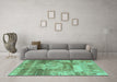 Machine Washable Abstract Turquoise Modern Area Rugs in a Living Room,, wshabs1204turq