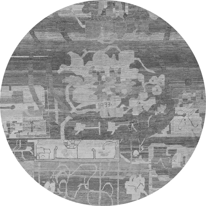 Round Abstract Gray Modern Rug, abs1204gry