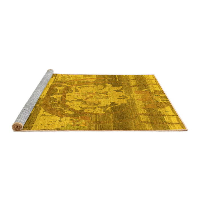 Sideview of Machine Washable Abstract Yellow Modern Rug, wshabs1204yw