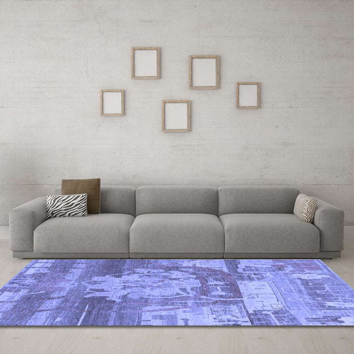 Machine Washable Abstract Blue Modern Rug in a Living Room, wshabs1204blu