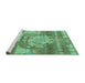 Sideview of Machine Washable Abstract Turquoise Modern Area Rugs, wshabs1204turq