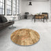 Round Abstract Orange Modern Rug in a Office, abs1204