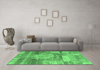 Machine Washable Abstract Emerald Green Modern Rug, wshabs1204emgrn