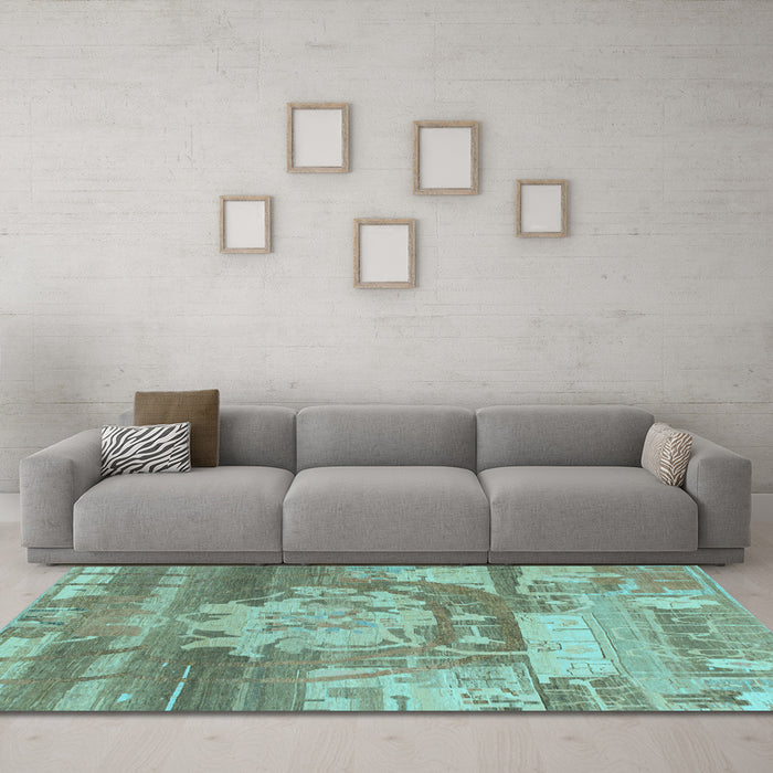 Machine Washable Abstract Light Blue Modern Rug in a Living Room, wshabs1204lblu