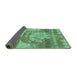 Sideview of Abstract Turquoise Modern Rug, abs1204turq