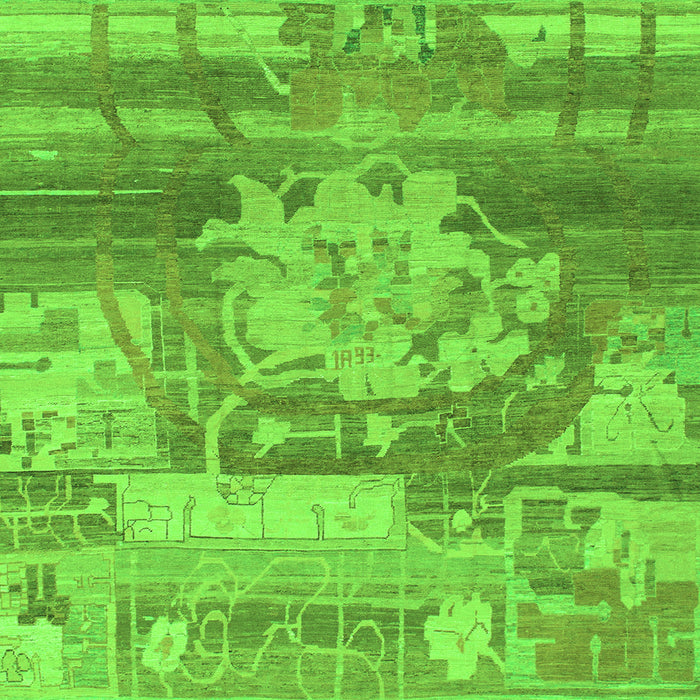 Square Machine Washable Abstract Green Modern Area Rugs, wshabs1204grn