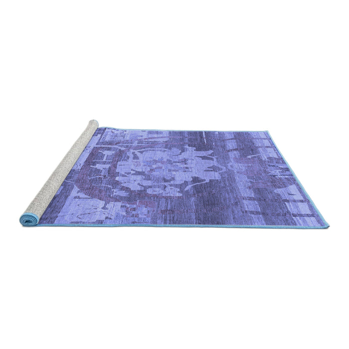 Sideview of Machine Washable Abstract Blue Modern Rug, wshabs1204blu