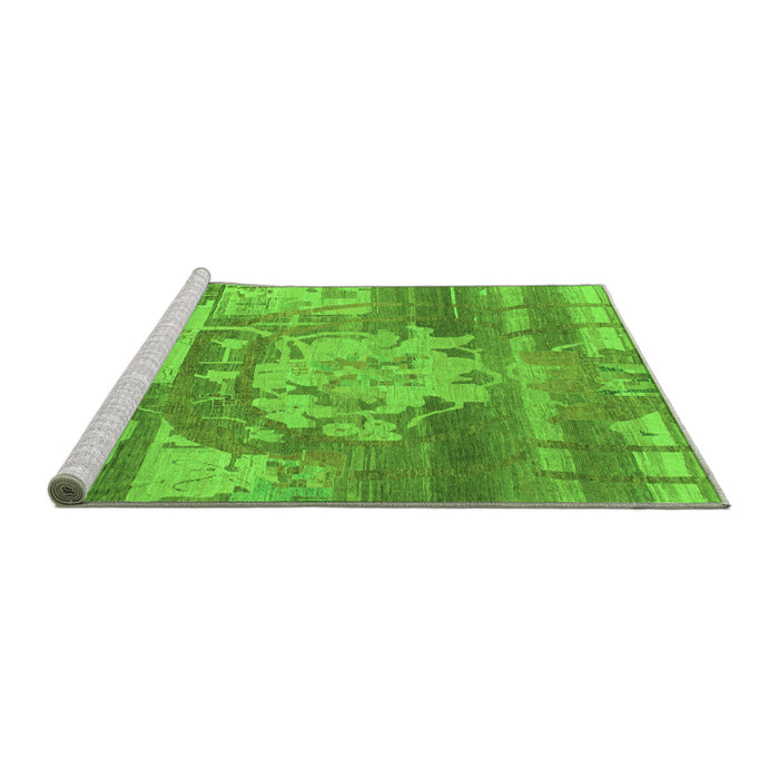 Sideview of Machine Washable Abstract Green Modern Area Rugs, wshabs1204grn