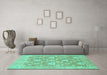 Machine Washable Oriental Turquoise Traditional Area Rugs in a Living Room,, wshabs1205turq