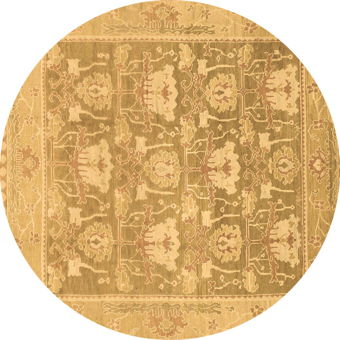 Round Machine Washable Oriental Brown Traditional Rug, wshabs1205brn