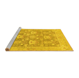 Sideview of Machine Washable Oriental Yellow Traditional Rug, wshabs1205yw