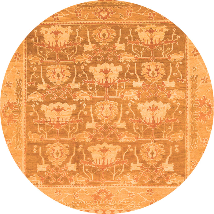 Round Oriental Orange Traditional Rug, abs1205org