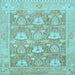 Square Machine Washable Oriental Light Blue Traditional Rug, wshabs1205lblu