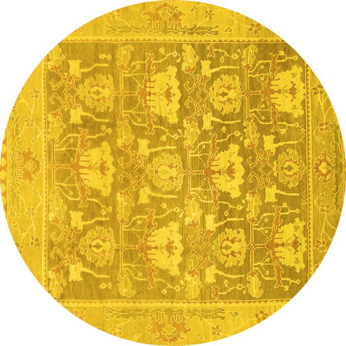 Round Oriental Yellow Traditional Rug, abs1205yw